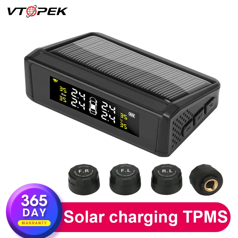 Vtopek Солнечная TPMS автомобильная система контроля давления в шинах Тестер