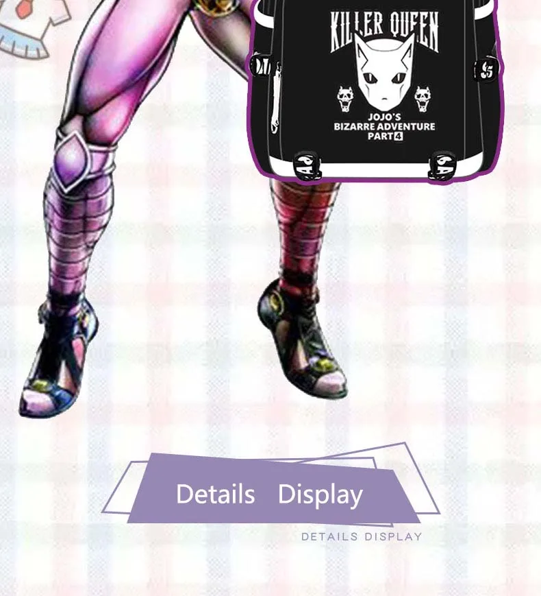Рюкзак JoJo Adventure, рюкзак, дорожная школьная сумка, рюкзак, сумка для книг, USB порт, Черная передняя молния для мужчин, подростков, студентов
