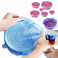 6 pcs silicone stretch lids reusable airtight food wrap covers keeping fresh seal bowl stretchy wrap cover kitchen cookware