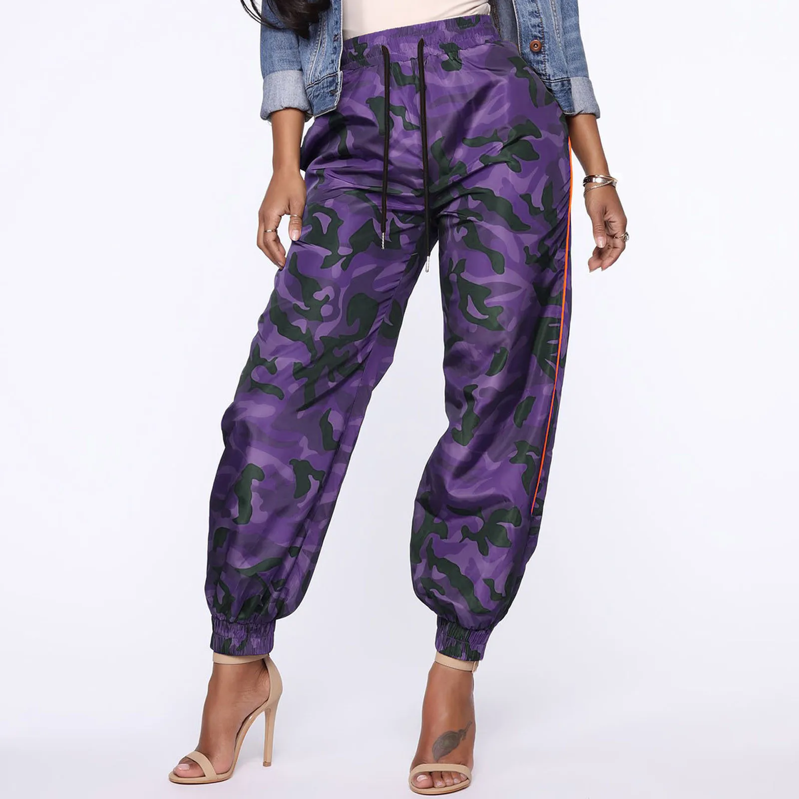 

Осень 2021, модные женские камуфляжные брюки, повседневные мешковатые брюки с завязкой на талии для женщин, уличная одежда, панталоны для женщ...