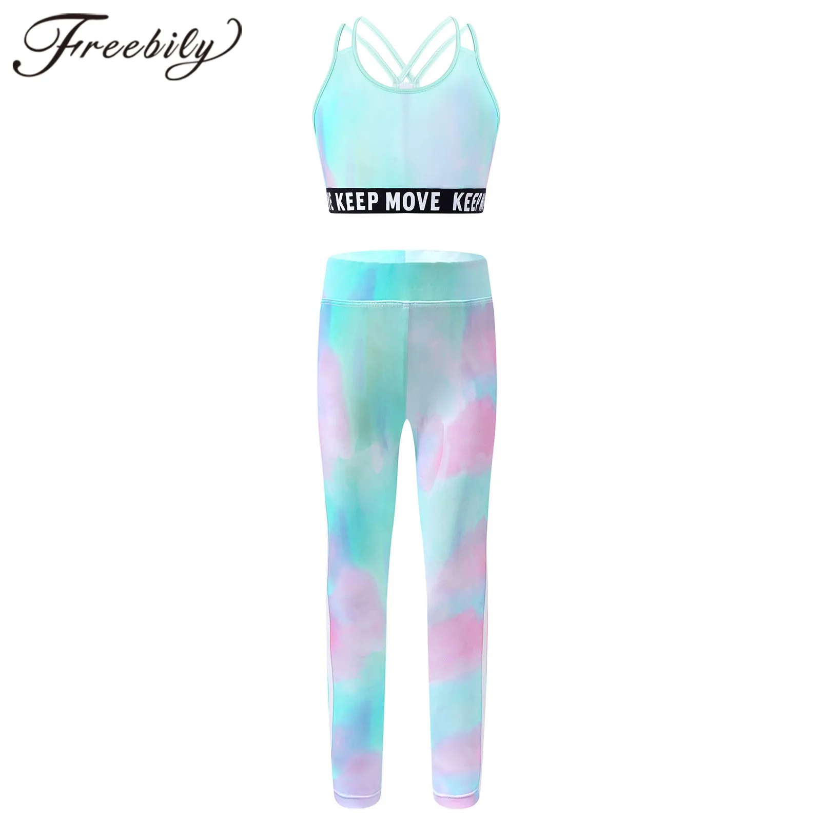 

Детская спортивная одежда, топ с бюстгальтером и штаны, Детские гимнастические тренировки, комплекты для йоги, летние спортивные костюмы, м...