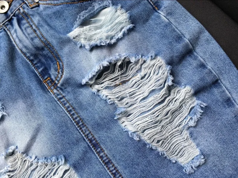 Юбка женская джинсовая Асимметричная повседневная короткая из денима с разрезом