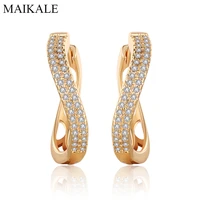 maikale new fashion round geometric earrings unique oval gold silver color zirconia stud earrings for women party jewelry gifts