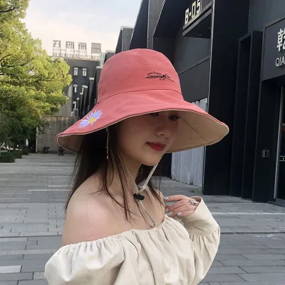 

2021 women hat bucket hat Daisy Floral fashion Casual Adult Caps Pink girl Sun hat fisherman hat fishing hats accessories cow