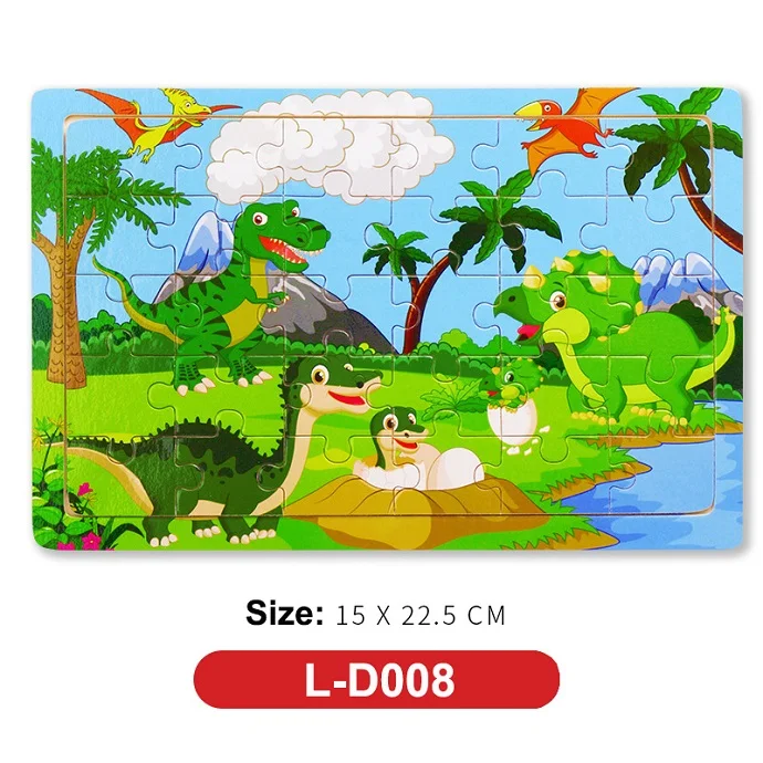 L-D008 Горячая новинка 30 шт. деревянный пазл животное детская игрушка деревянные пазлы мультяшный автомобиль Обучающие Развивающие игрушки для детей - Цвет: L-D008
