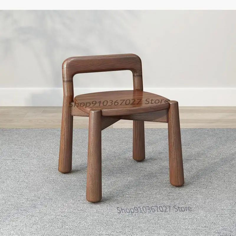 Низкий стул скамейка из массива дерева домашняя спинка детская сетчатая красная