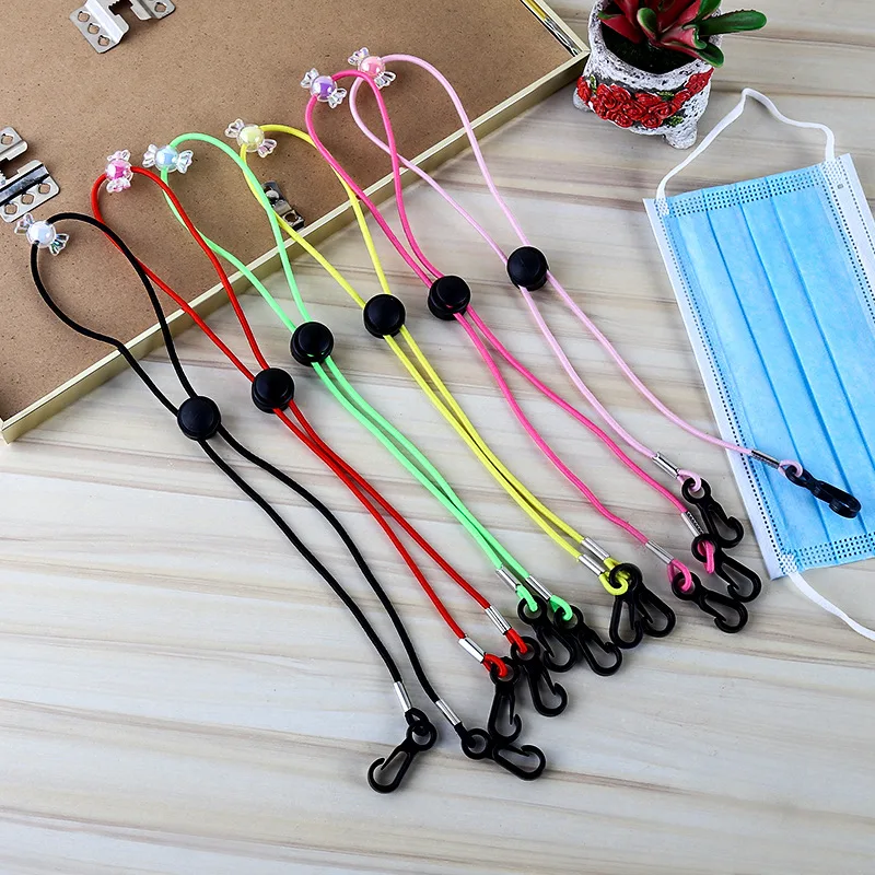 

10PCS Cartoon Adjustable Face Mask Lanyard Handy Convenient Safety Mask Ear Holder Rope Child Mouth Cover Rope Colorful 9 Ribbon