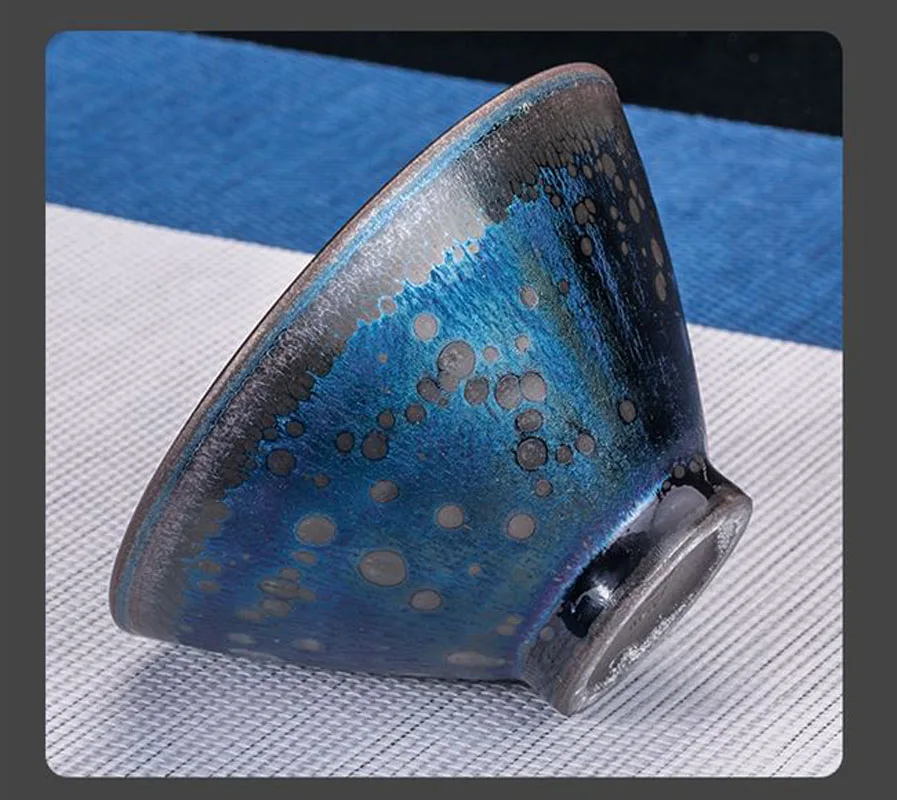 JZ0113 2 восточные чайные чаши Tenmoku чашки для периода ручная работа великолепные