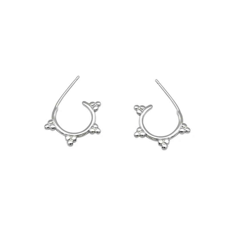 

925 Sterling Silver Charm Ladies Hoop Earrings Exquisite Beaded Nails Huggie Earrings Fashion Jewelry Gifts-Customized