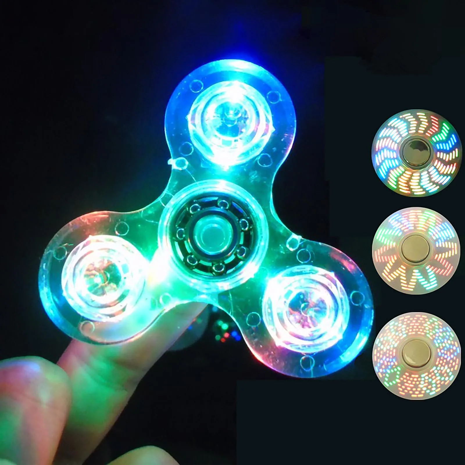 

LED Luminous Colorful Changes Light Fidget Spinner Light Figet Spiner Transparent Finger In The Dark Stress Relief Toys