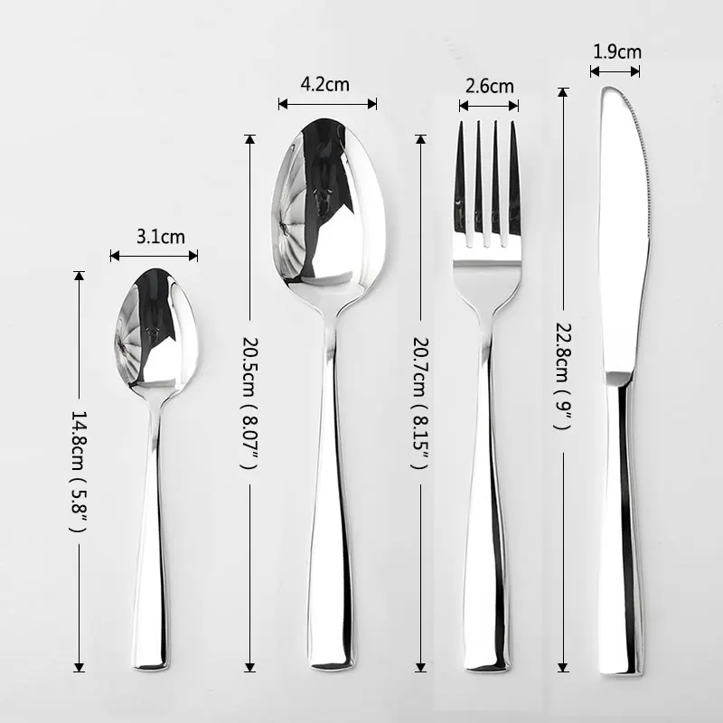 Посеребренный Обеденный набор столовые приборы из нержавеющей стали кухонная