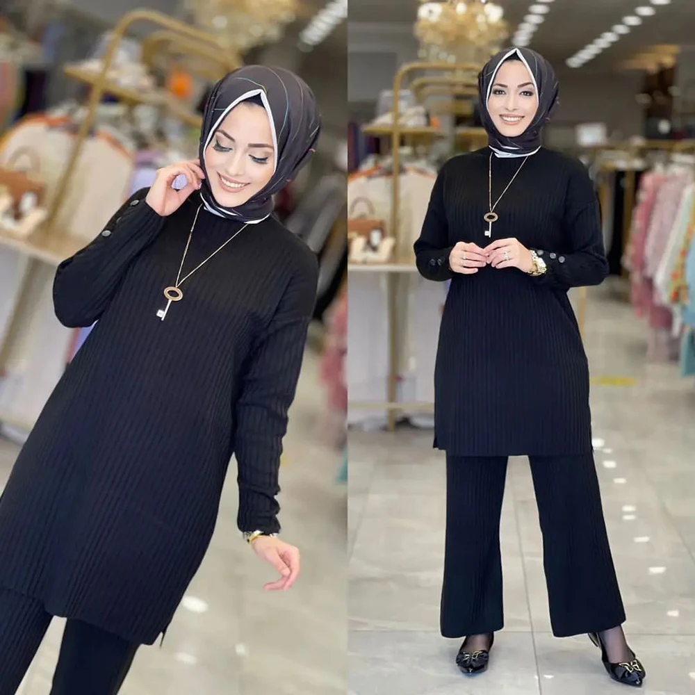 Рамадан, искусственное мусульманское платье, комплект топов для женщин, кафтан, Турция, ислам, одежда, Женский комплект, 2 предмета