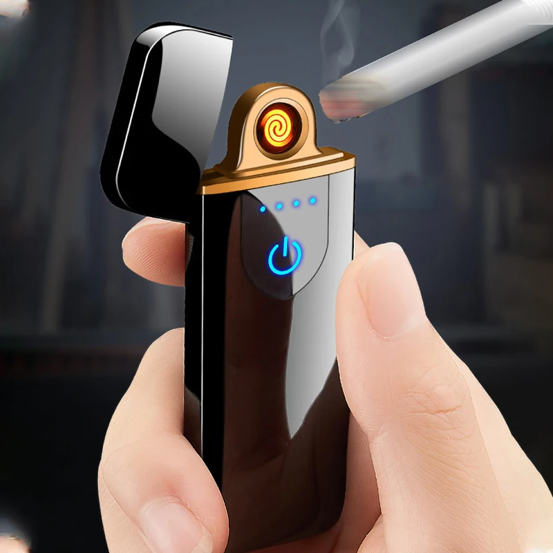 

Mini Double Electric Lighter USB Charging Touch Control Portable Windproof With LED Power Indicator Cigarette Accessories