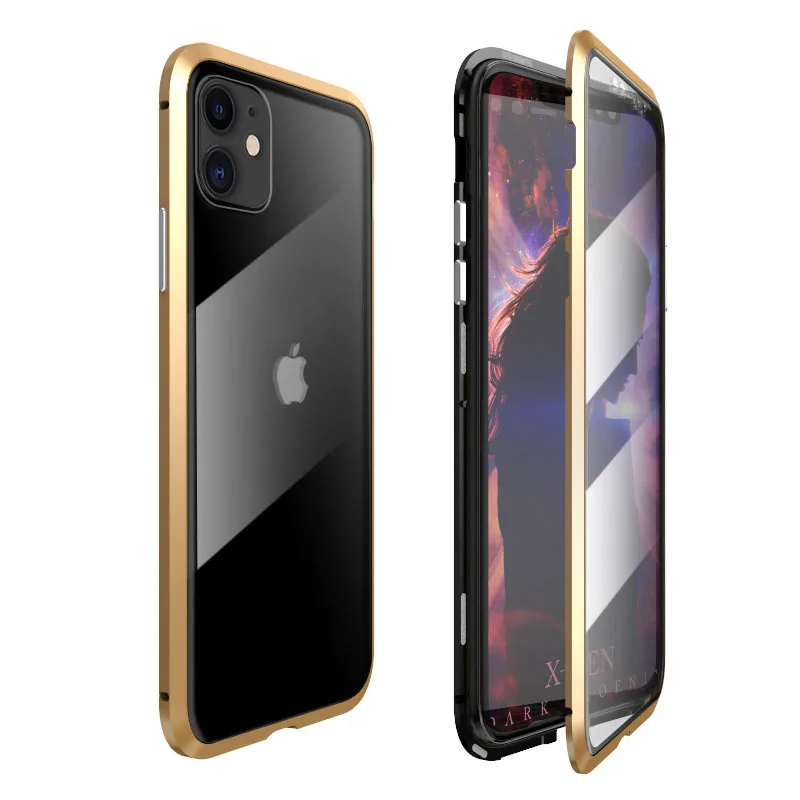 Защитный чехол для iPhone 11 Pro Max 2019 Металлическая магнитная рамка двойное