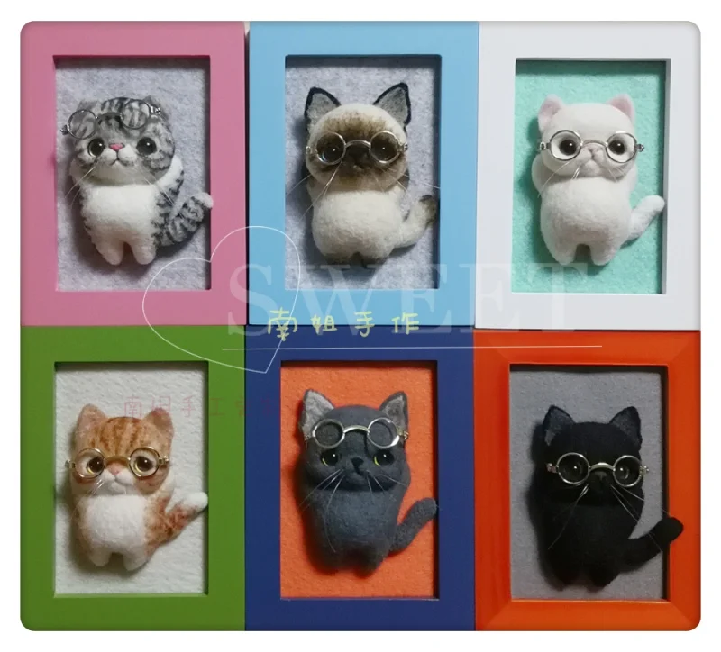 

Шерстяная оправа с рисунком кошки, набор для рукоделия, шерстяной войлок, игла для валяния, искусственная рукоделие