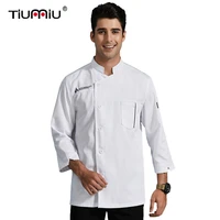 solid color single breasted long sleeved chef uniforms with pocket unisex cooking jacket cafe bakery barber shop work shirt
