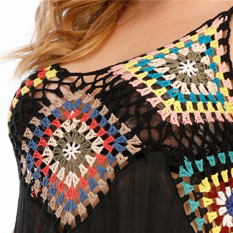 

Knitted Beach Dress for Women Black Crochet Beach Cover Up Plus Size Swimdress Tunic Beachwear 2021 Bikini Swimsuit Cover-ups