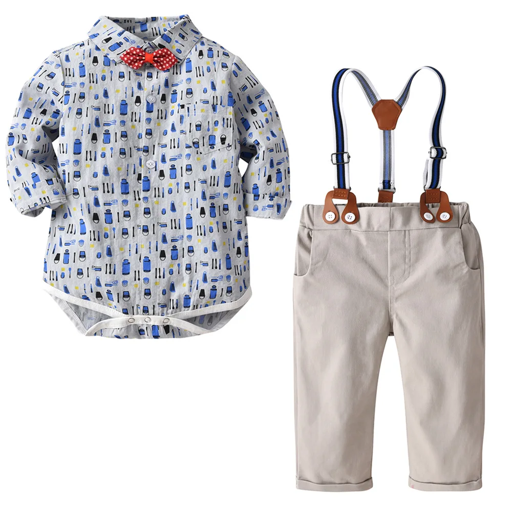 New Fashion Baby Boy Clothes Kids Gentleman Newborn T-shirt Pants Bebes Korean Thanksgiving Outfits Children Clothing |
