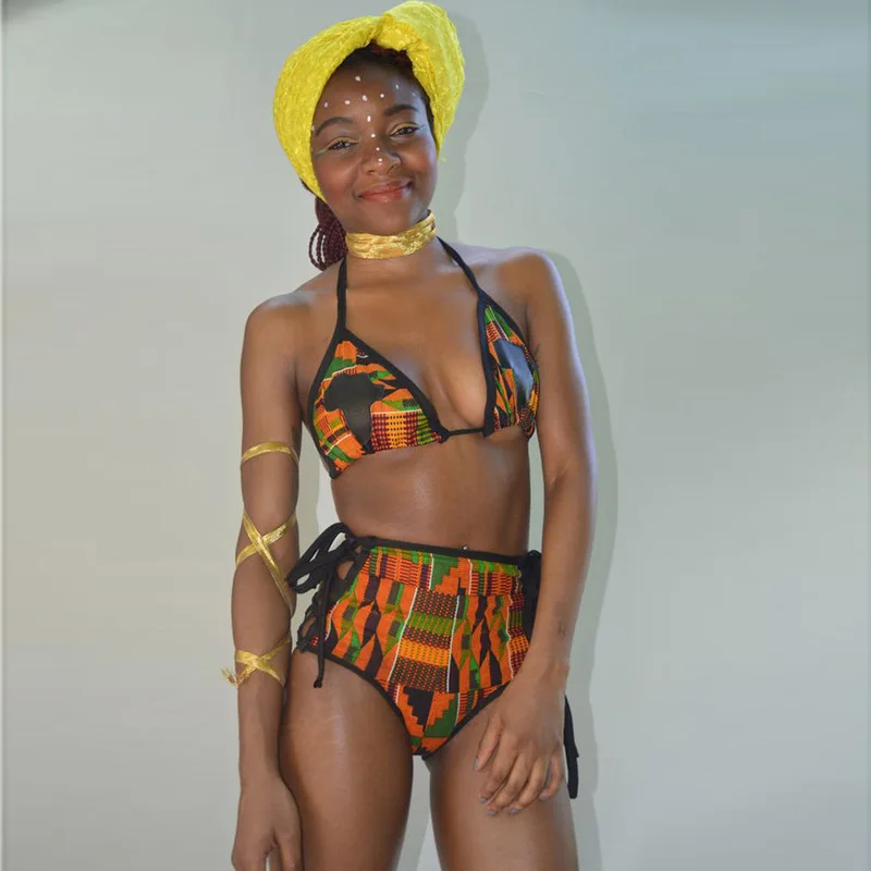 Новый комплект из обуви в африканском стиле Купальный костюм с принтом на