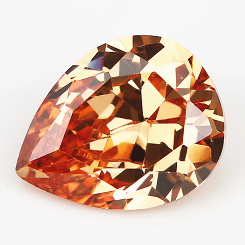 Натуральный драгоценный камень шампанское сапфир 10x12 мм огранка пириформ VVS