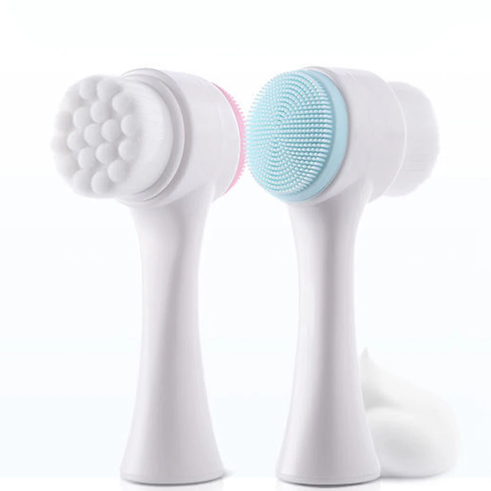 

3D Face Cleaning Massage Face Wash Product Skin Care Tool Hot Double Side Silicone Face Cleansing Brush Size Portable