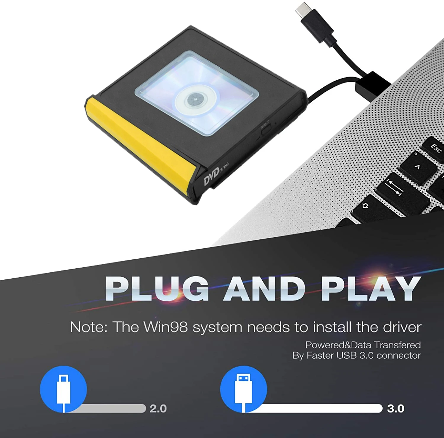 Внешний привод CD/DVD USB 3 0 и Type-C DVD ROM записывающее устройство оптический ридер