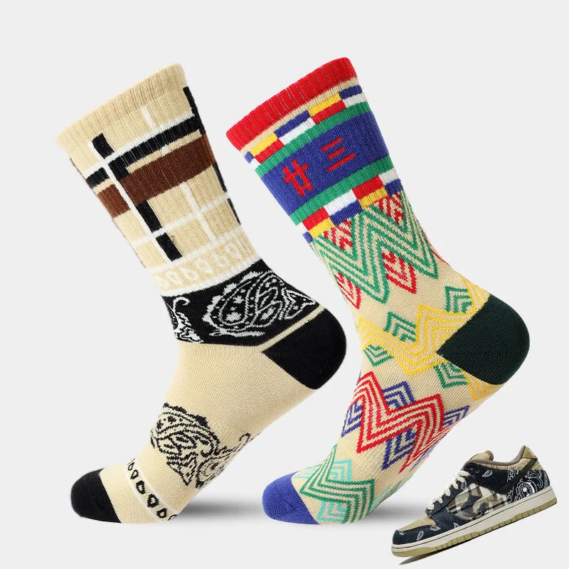 

Модные мужские хлопковые носки в стиле хип-хоп, дизайнерские банданы в стиле ретро, новинка 23