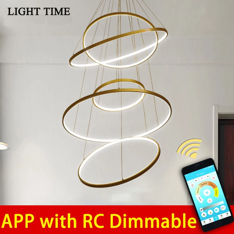 

pendant lights for living room dining room 6 Rings aluminum body LED pendant Lamp bedroom foyer meeting room pendant light