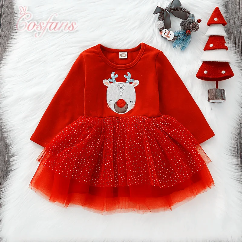 Детское рождественское платье с оленем оптовая продажа детской одежды для