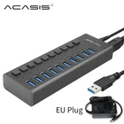 Acasis Powered USB 3,0 концентратор с зарядным устройством 10 портов независимые переключатели USB разветвитель расширитель адаптер для Macbook