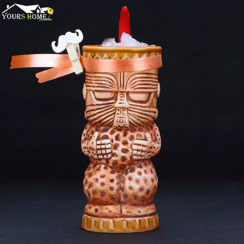 

340ml Ceramic Tiki Mug Creative Porcelain Beer Wine Mug Cup Bar Tool