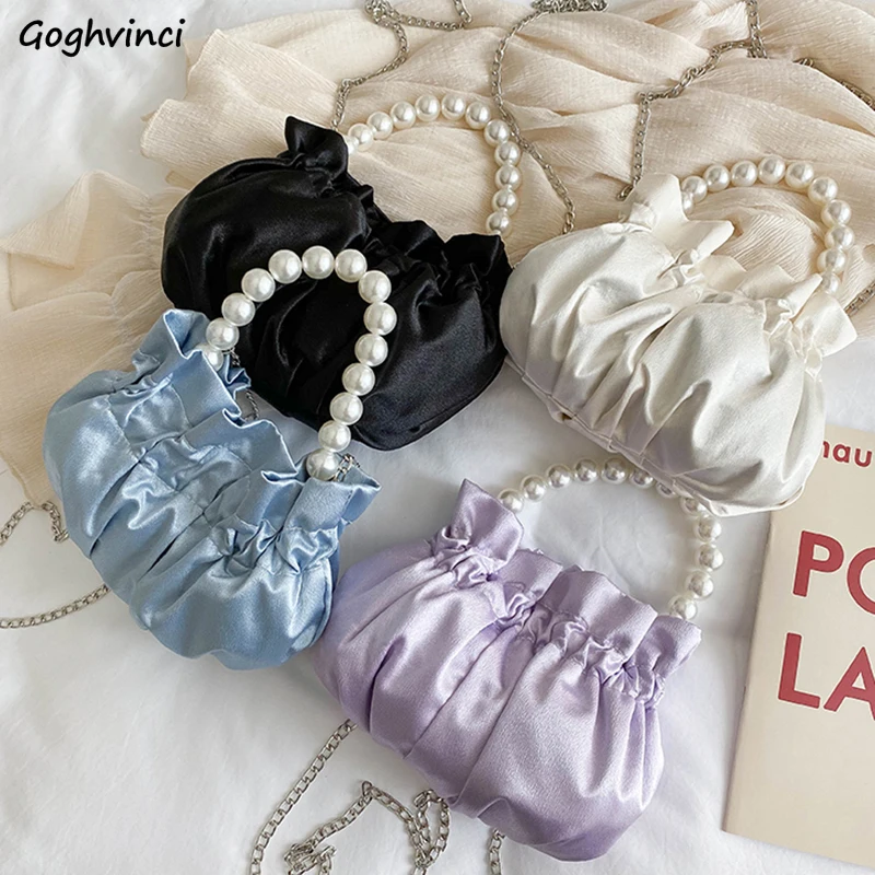 

Shoulder Bags Women Fashion All-match Elegant Stylish Pearl Strap Hobos Chic Korean Style Sweet Girls Stylish Small Ulzzang Ins
