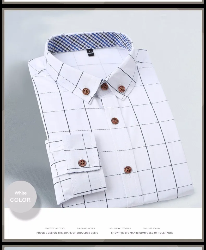 Новая коллекция модных осенних свитеров Для мужчин одежда Slim Fit Для мужчин рубашка с длинными рукавами Для мужчин клетчатая хлопковая Повседневное Для мужчин рубашка социальных размера плюс M-5XL