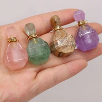 1pcs natural clear quartzs tiger eye perfume bottle pendant essential oil diffuser women necklace jewelry gift size 20x38mm