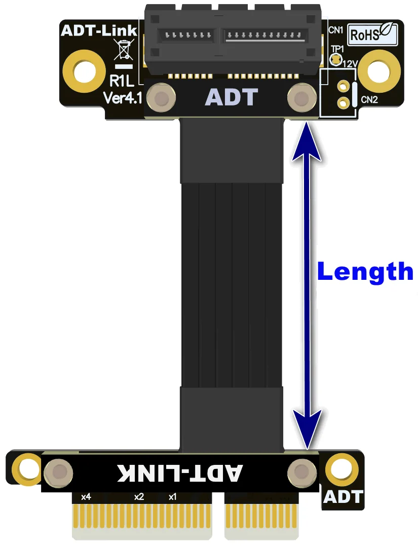 Кабель-удлинитель ADT-Link PCIe 4 0 X4 на X1 поддержка сетевой карты жесткого диска