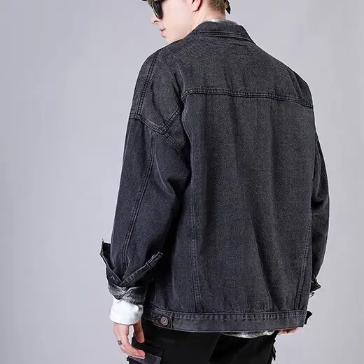 

Spring and autumn new men overalls cowboy jacket male Hong Kong wind trend loose jacket male cowboy jacket