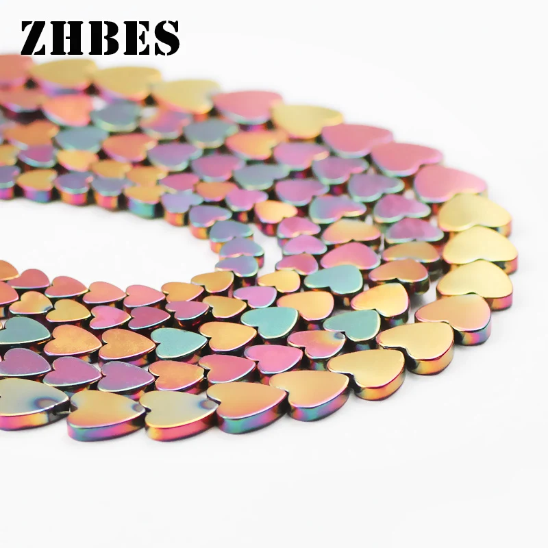 

ZHBES 6/8/10MM Peach Heart Natural Stone Plating Rose Red Hematite Spacer Loose Beads For Jewelry Making DIY Bracelet Findings