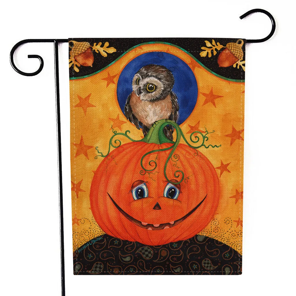 Хэллоуин сад флаг Тыква двусторонний Мешковина баннер открытый газон Декор