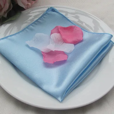 light blue NP003 дешевые, сделанные на заказ, много цветов, свадебные, 40 см* 40 см, красный, бордовый, зеленый, белый, слоновая кость, синий, желтый, фиолетовый, атласная Салфетка для стола - Цвет: light blue