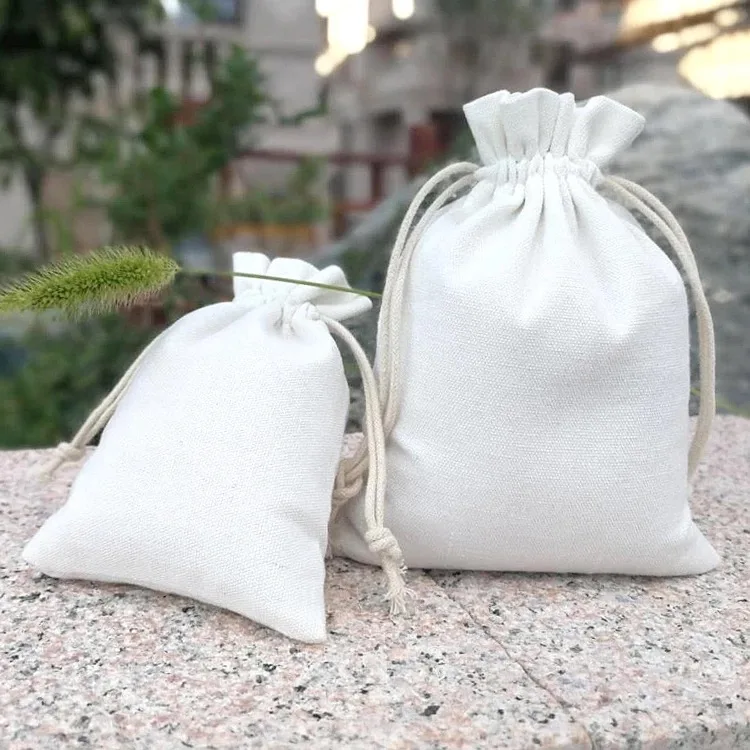 

100pcs Linen Drawstring Canvas Cotton Sack Burlap Bag Rice Gift Drawstring Bundle Custom