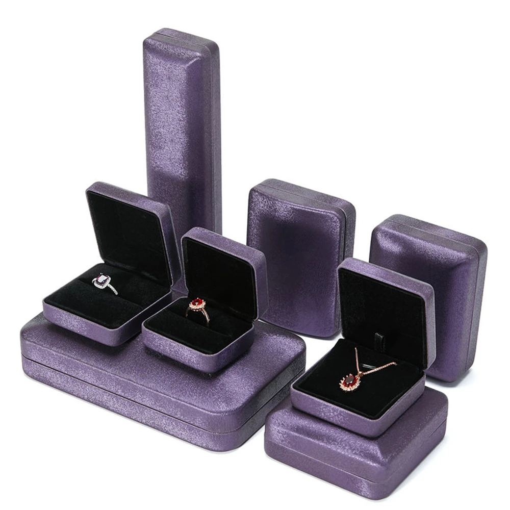 

B-LIFE Purple Velvet Ring Box for Proposal Engagement Wedding Cute Ring Necklace Bracelet Jewerly Gift Case
