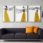 Современная Картина на холсте с изображением Золотой девушки, плакат и печать для гостиной картина для спальни, украшение для дома, настенное искусство в рамке