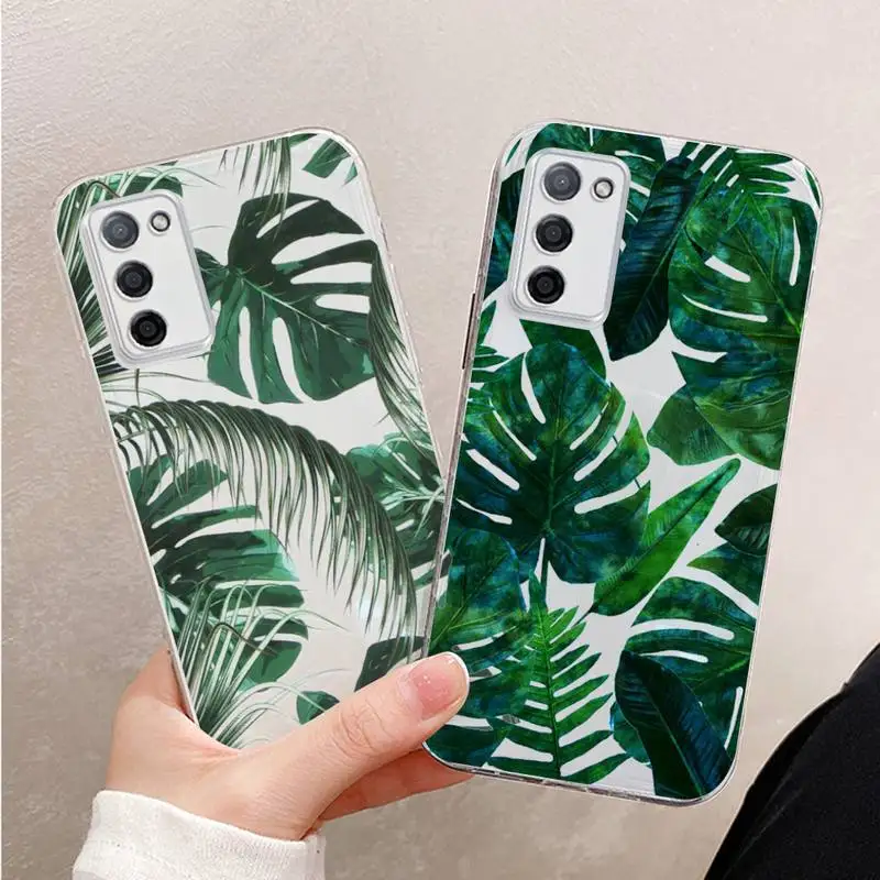 

green leaf Phone Case For Xiaomi Mi 11 Ultra Lite 10 Redmi Note 9 8 7 9a K30S K40 Pro Transparent Coque
