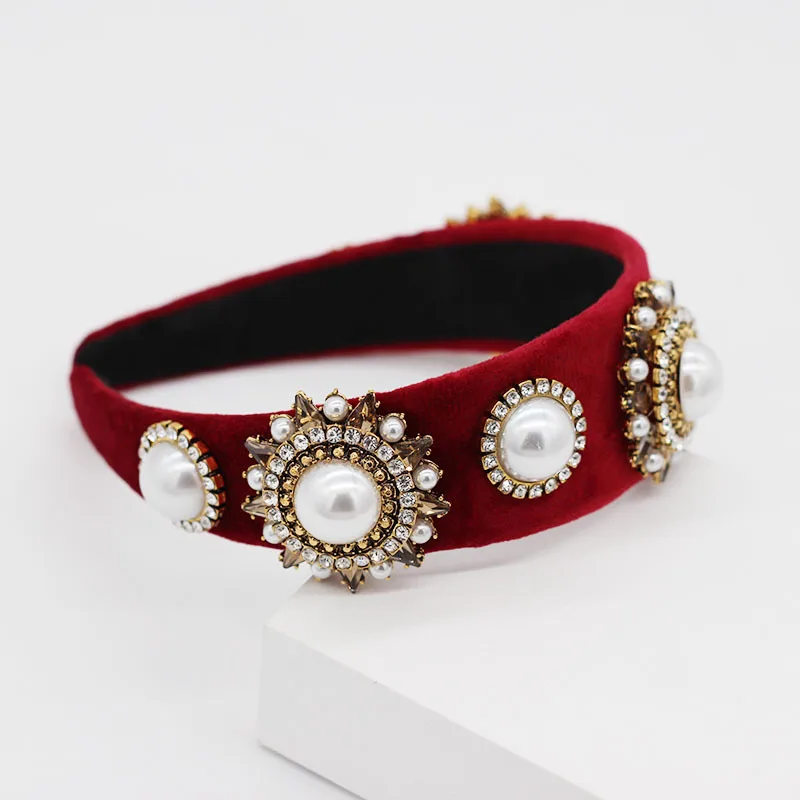 Женская винтажная повязка на голову с кристаллами и жемчугом| |