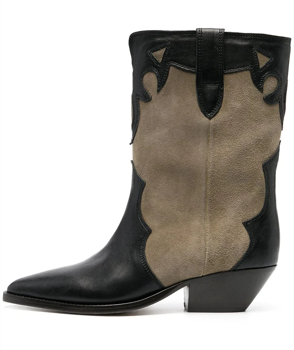 

Женские ботинки из воловьей кожи, на низком каблуке, с острым носком