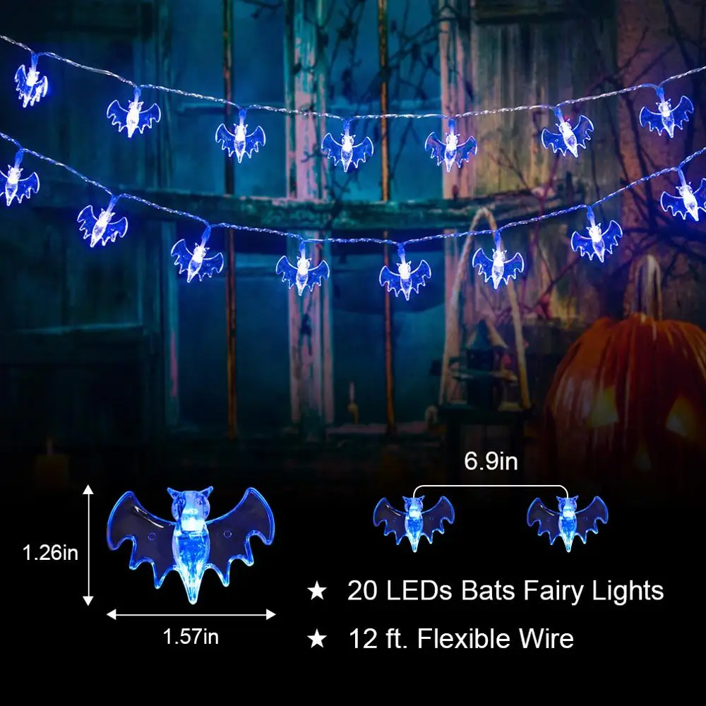 

LED String Light Bat Pumpkin Lanterns Ghost Battery Christmas Halloween Funny Garden Home Party Holiday Decoration Fairy Light