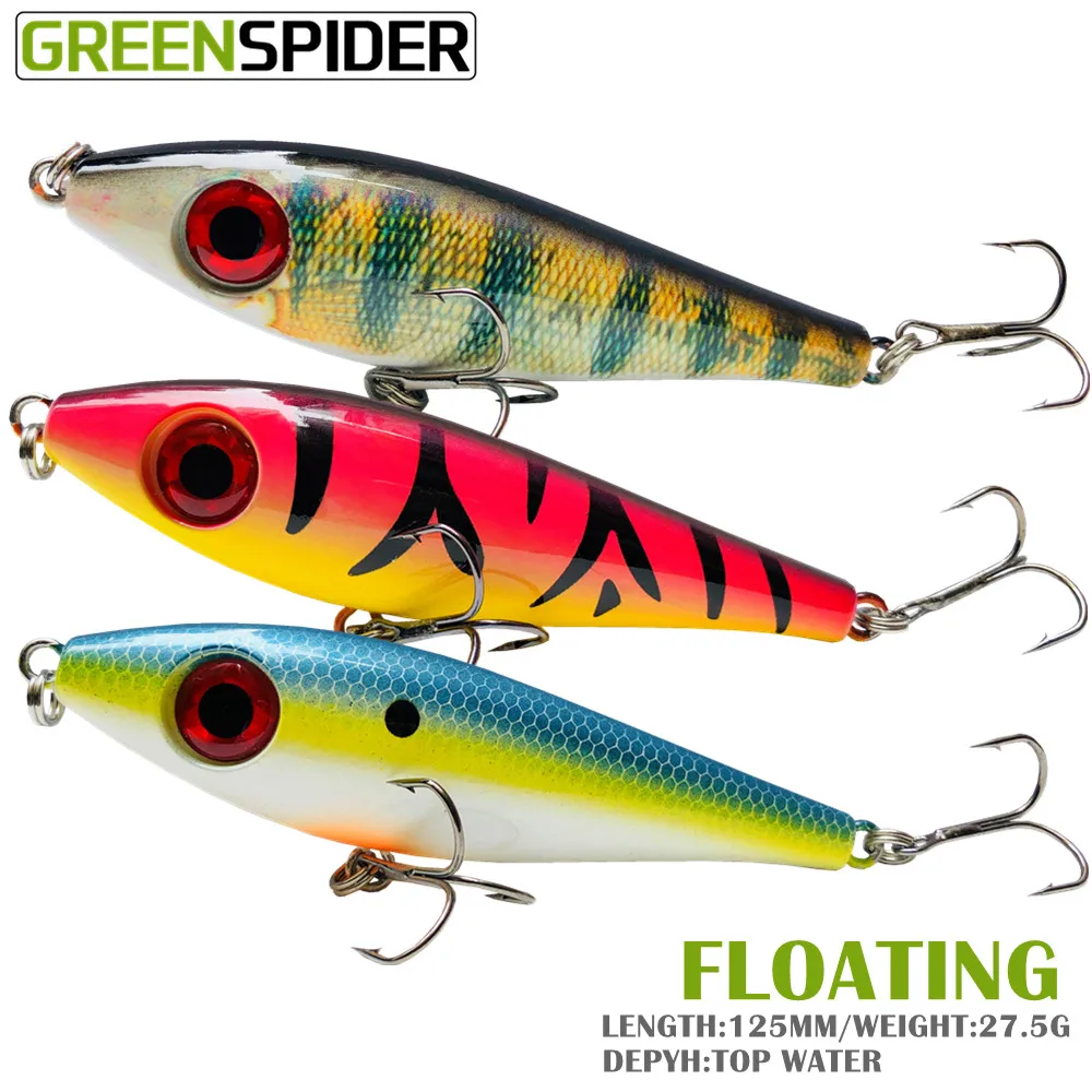 

GREENSPIDER 12,5 см, 27,5 г, топовая рыболовная приманка-карандаш, 6 цветов, приманка для рыбы, заводской воблер, рыба, жесткая искусственная приманка, ...