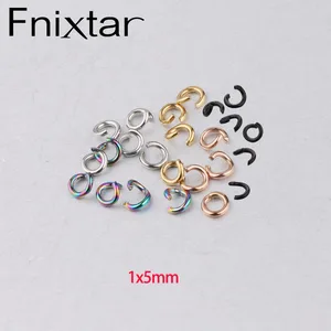 Fnixtar 1*5 мм черная Радужная сталь PVD золотого цвета из нержавеющей стали Открытые прыгающие кольца разделенные кольца DIY Изготовление ювелирных изделий 1000 шт.лот