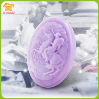 knight silicone mould embossed horse oval soap mold mens silicone molds