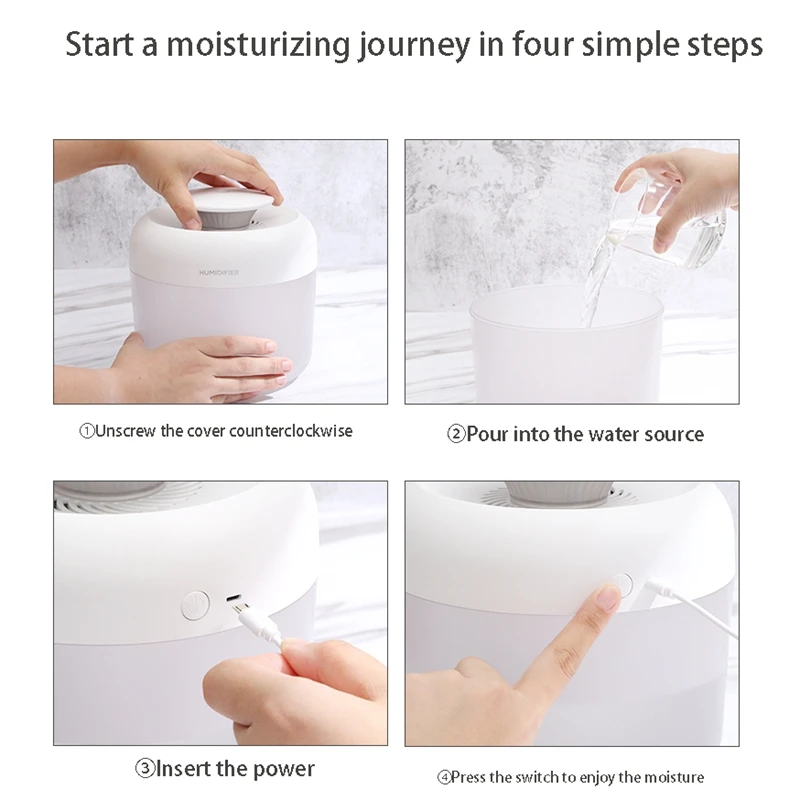 

USB Portable Humidifier Small Cool Mist Humidifier Desktop Super Quiet Diffuser for Baby Bedroom Office Home